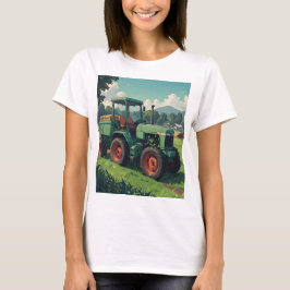 Camiseta una pintura de un tractor con un árbol