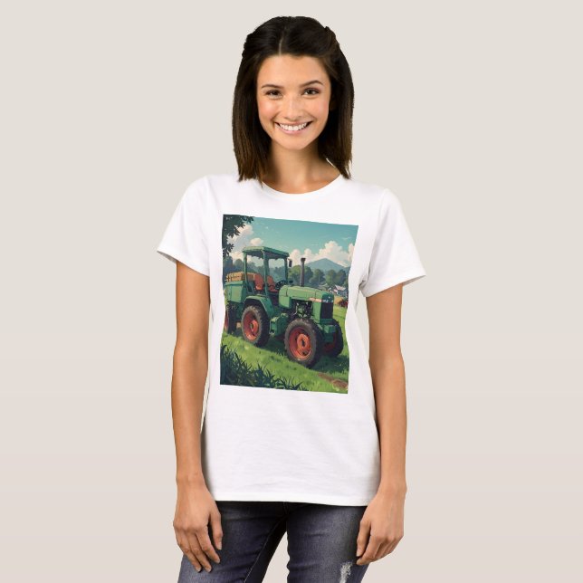 Camiseta una pintura de un tractor con un árbol (Anverso completo)
