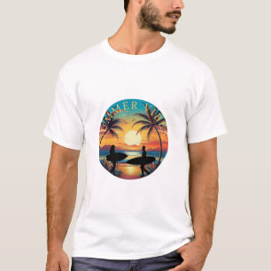 Camiseta Una playa tropical   Retro Sunset & Surfers