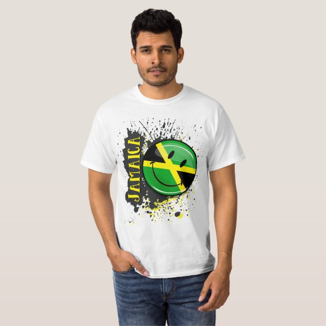Camiseta Una ráfaga de bandera sonriente de Jamaica (Anverso completo)
