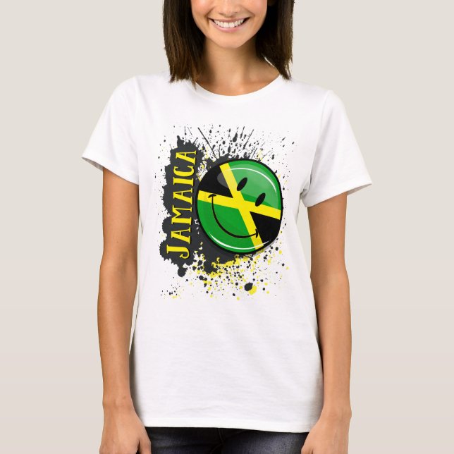 Camiseta Una ráfaga de bandera sonriente de Jamaica (Anverso)