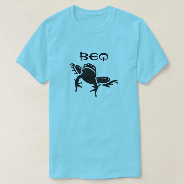 Camiseta Una rana y palabra kurda para frog Beq, azul (Diseño del anverso)