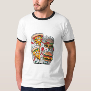 Camiseta Una rebanada de pizza con cinco hamburguesas.