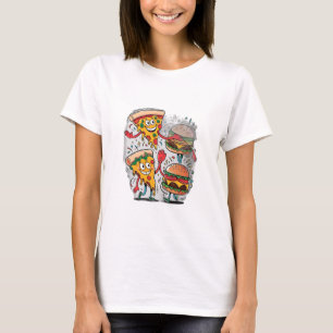 Camiseta Una rebanada de pizza con cinco hamburguesas.