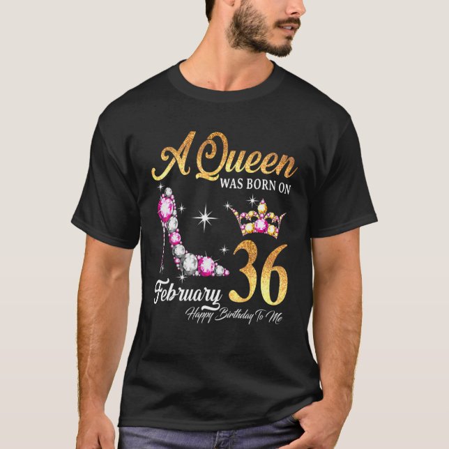 Camiseta Una Reina Nació El 25 De Febrero Feliz Cumpleaños  (Anverso)