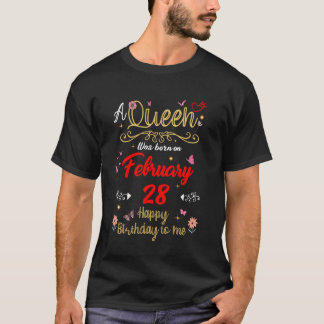 Camiseta Una Reina Nació el 28 de Febrero Cumpleaños 28 de 