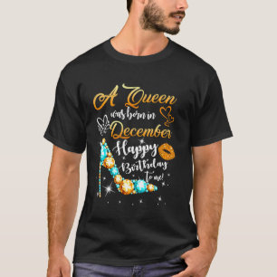 Camiseta Una Reina Nació En Diciembre Purpurinas Zapatos De