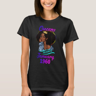 Camiseta Una Reina nació en enero de 1960 Feliz 63 cumpleañ
