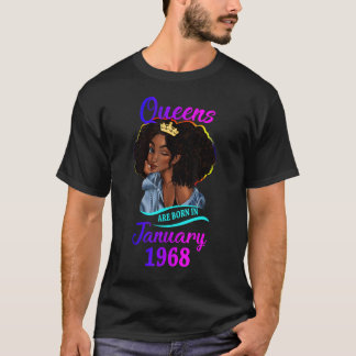 Camiseta Una reina nació en enero de 1968 Feliz 55º nacimie