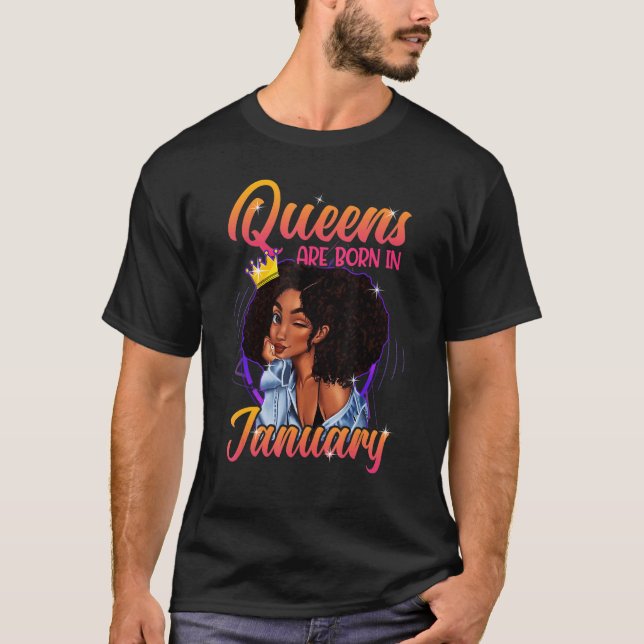 Camiseta Una Reina Nació En Enero Feliz Cumpleaños Para Mí. (Anverso)