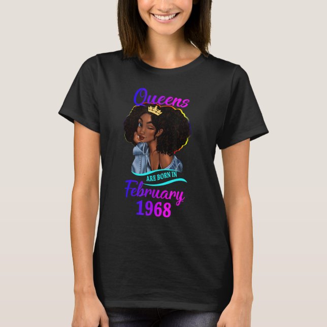 Camiseta Una Reina nació en febrero de 1968 Feliz 55º nacim (Anverso)