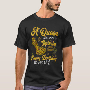 Camiseta Una Reina Nació En Septiembre Cumpleaños Girasol H
