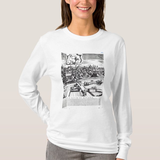 Camiseta Una sección de un mapa de Milano, 1640 (Anverso)