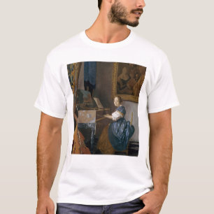 Camiseta Una señora joven asentada en un Virginal, c.1670