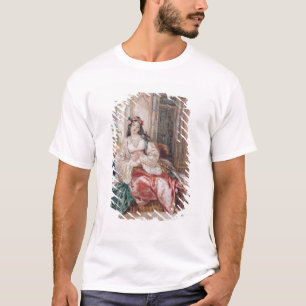Camiseta Una señora Seated en un otomano Turki que lleva
