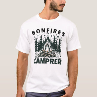 Camiseta Una serena escena de camping con una fogata noctur