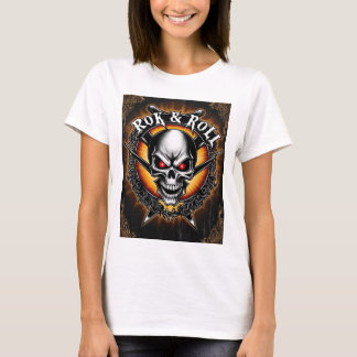 Camiseta Una Sorprendente Banda "Skull" Rock And Roll