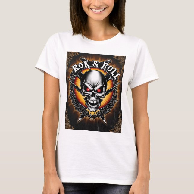 Camiseta Una Sorprendente Banda "Skull" Rock And Roll (Anverso)