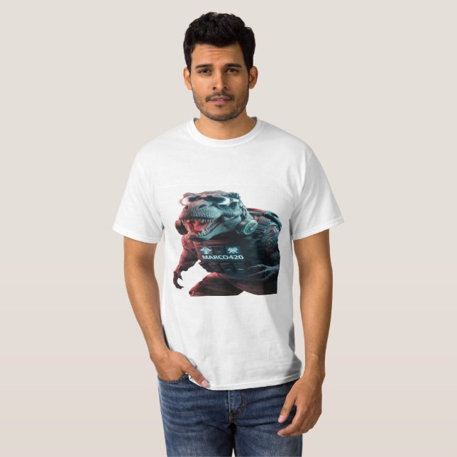 Camiseta Una sorprendente fotografía de un amenazante T-Rex (Anverso completo)