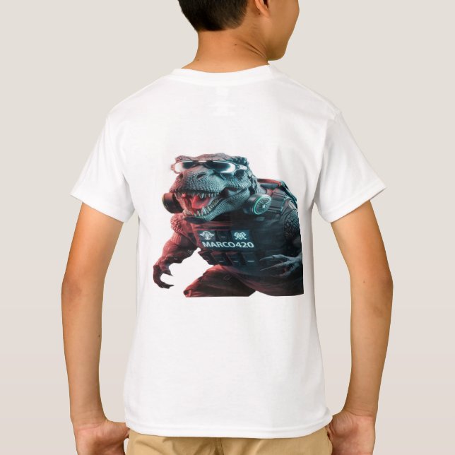 Camiseta Una sorprendente fotografía de un amenazante T-Rex (Reverso)