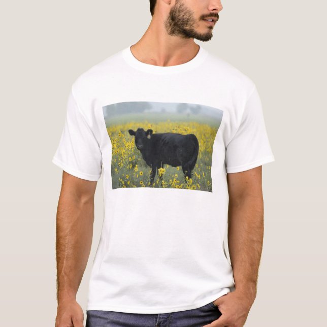 Camiseta Una ternera en medio de los girasoles de la Nebras (Anverso)
