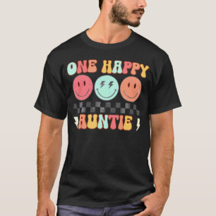 Camiseta Una tía feliz Groovy primer cumpleaños coincidiend
