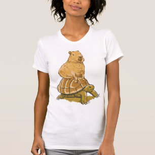 Camiseta Una tortuga animal capibara curiosa cuida al capib