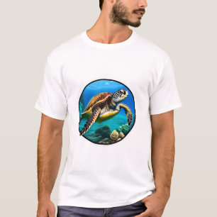 Camiseta Una tortuga marina amistosa nadando en el océano