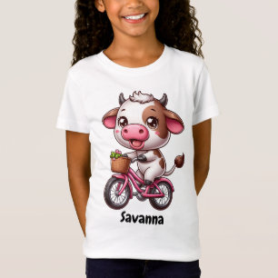 Camiseta Una vaca divertida montando una bicicleta
