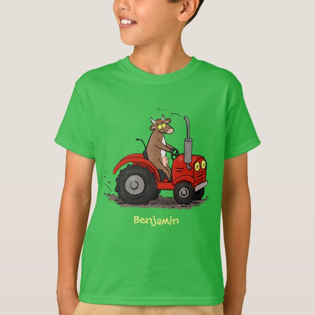 Camiseta Una vaca feliz y linda conduciendo a un personaliz (Anverso)