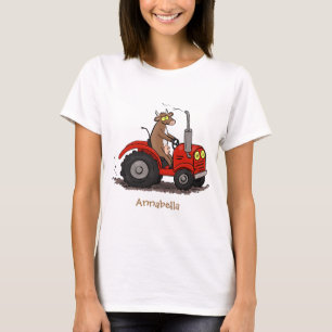 Camiseta Una vaca feliz y linda conduciendo a un personaliz