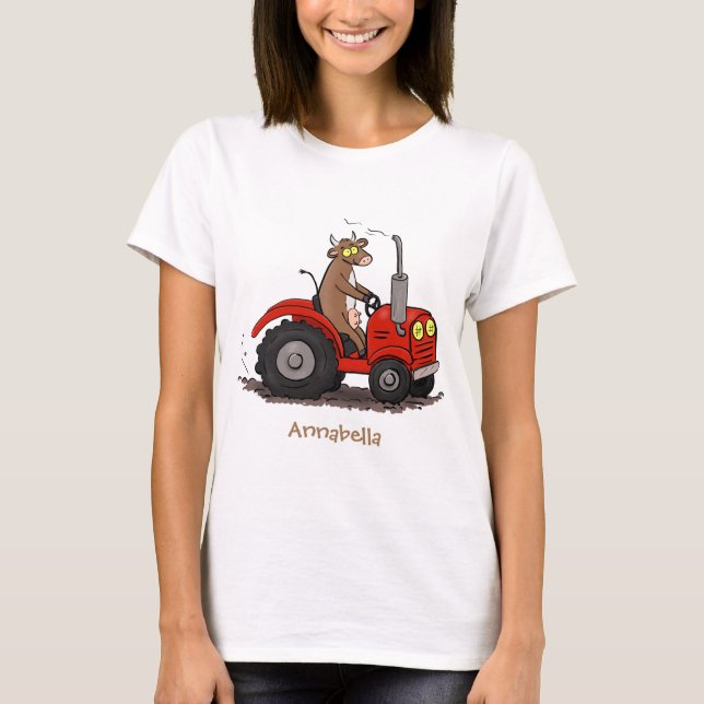 Camiseta Una vaca feliz y linda conduciendo a un personaliz (Anverso)