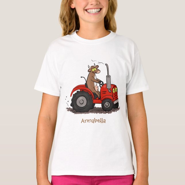 Camiseta Una vaca feliz y linda conduciendo a un personaliz (Anverso)
