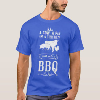 Camiseta Una vaca, un cerdo y un pollo caminan hacia una ba