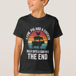 Camiseta Una Vaca Un Cerdo Y Un Pollo Entran En Un R Divert