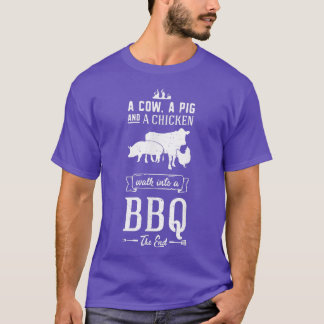 Camiseta Una Vaca, Un Cerdo Y Un Pollo Entrando En Una Barb