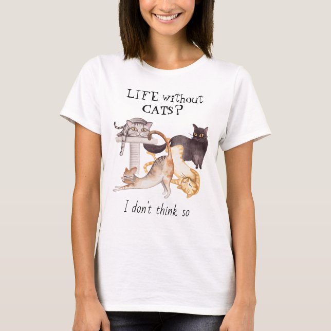 Camiseta Una vida corta sin gatos (Anverso)