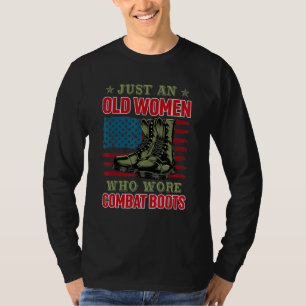 Camiseta Una Vieja Que Usó El Combate Bota Los Estados Unid