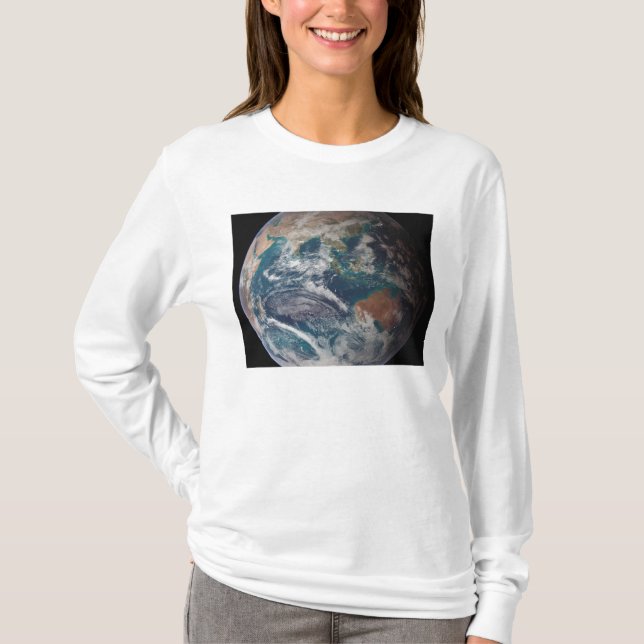 Camiseta Una visión completa de la Tierra que muestra datos (Anverso)
