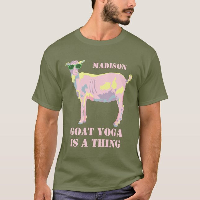 Camiseta Una yoga divertida de la cabra de los pasteles de (Anverso)