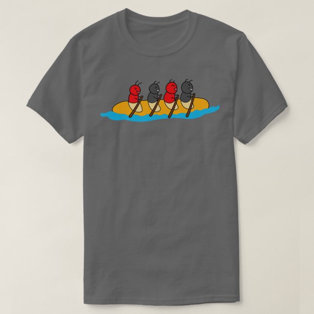 Camiseta Unas hormigas ricas montan un largo bote Kayak de  (Diseño del anverso)
