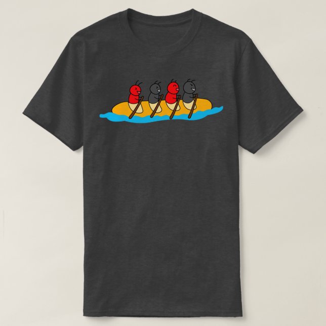 Camiseta Unas hormigas ricas montan un largo bote Kayak de  (Diseño del anverso)
