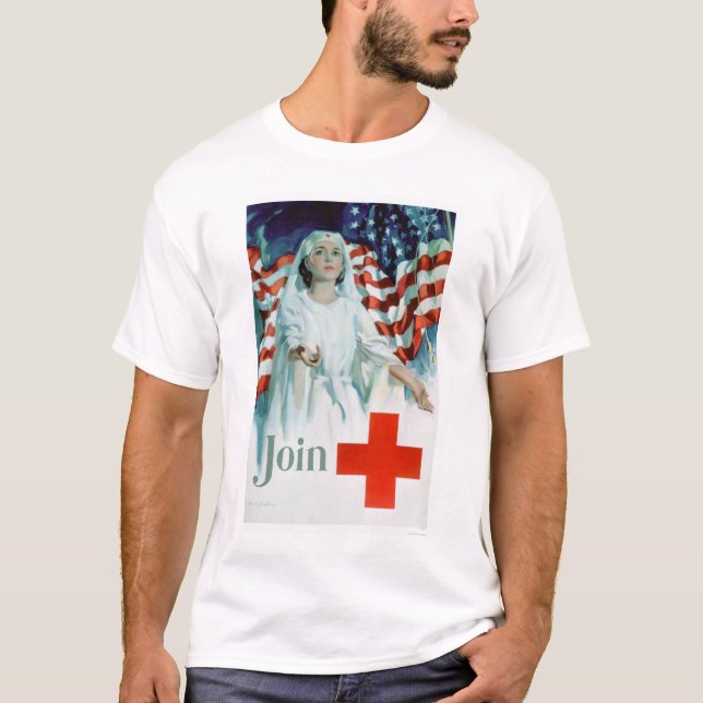 Camiseta Únase a la Cruz Roja - bandera americana (US00310) (Anverso)