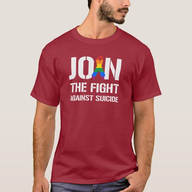 Camiseta Únase a la lucha contra suicidio de LGBT (Anverso)