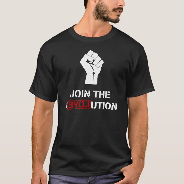 Camiseta Únase a la revolución - para hombre negro (Anverso)