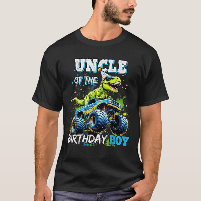 Camiseta Uncle of the Birthday Boy Monster Truck Dinosaur P (Anverso)