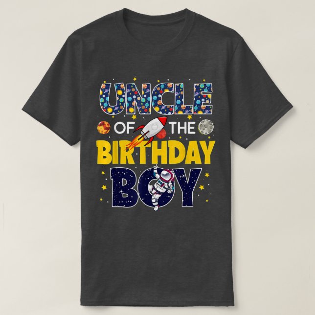 Camiseta Uncle of The Birthday Boy  Outer Space Daddy Papa  (Diseño del anverso)