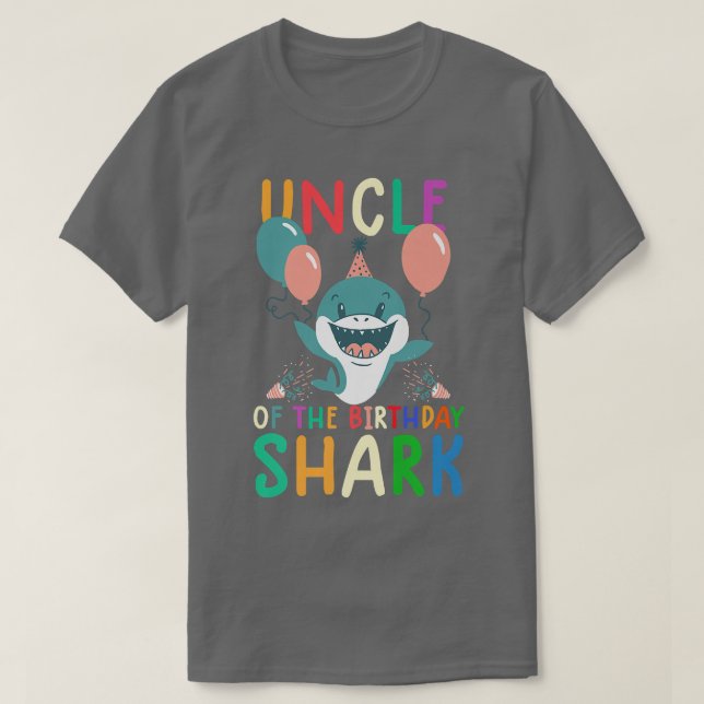 Camiseta Uncle of the birthday shark shirt birthday family  (Diseño del anverso)
