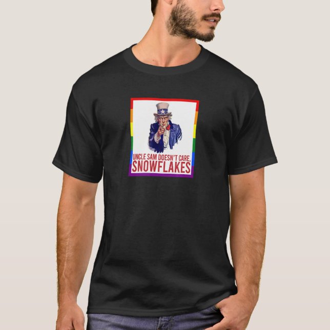 Camiseta UNCLE SAM DOESN'T CARE SNOWFLAKES Funny American_8 (Anverso)