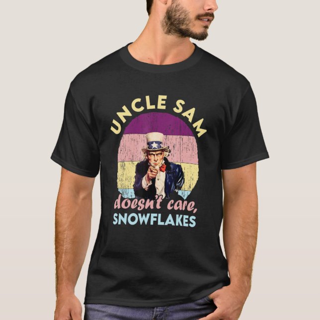 Camiseta Uncle Sam Doesn't Care Snowflakes Vintage (Anverso)